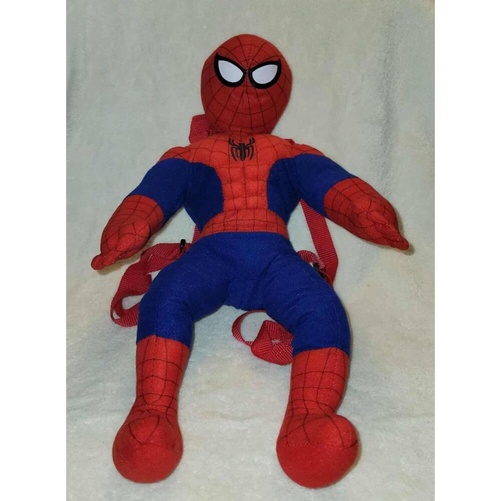 Marvel Spider-Man Plush Backpack Bioworld Red Blue Superhero Kids Bag NWT